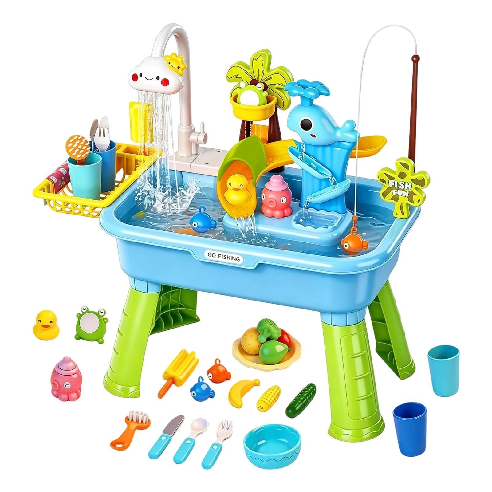 Lavello Giocattolo per Bambini con Acqua Corrente | Tavolo Acquatico Giocattolo Elettrico A Batteria Con Scivolo - Giocattoli Lavello Cucina,per Bambini di Età 1-5 Anni, Giardino, Asilo , Scuola '
