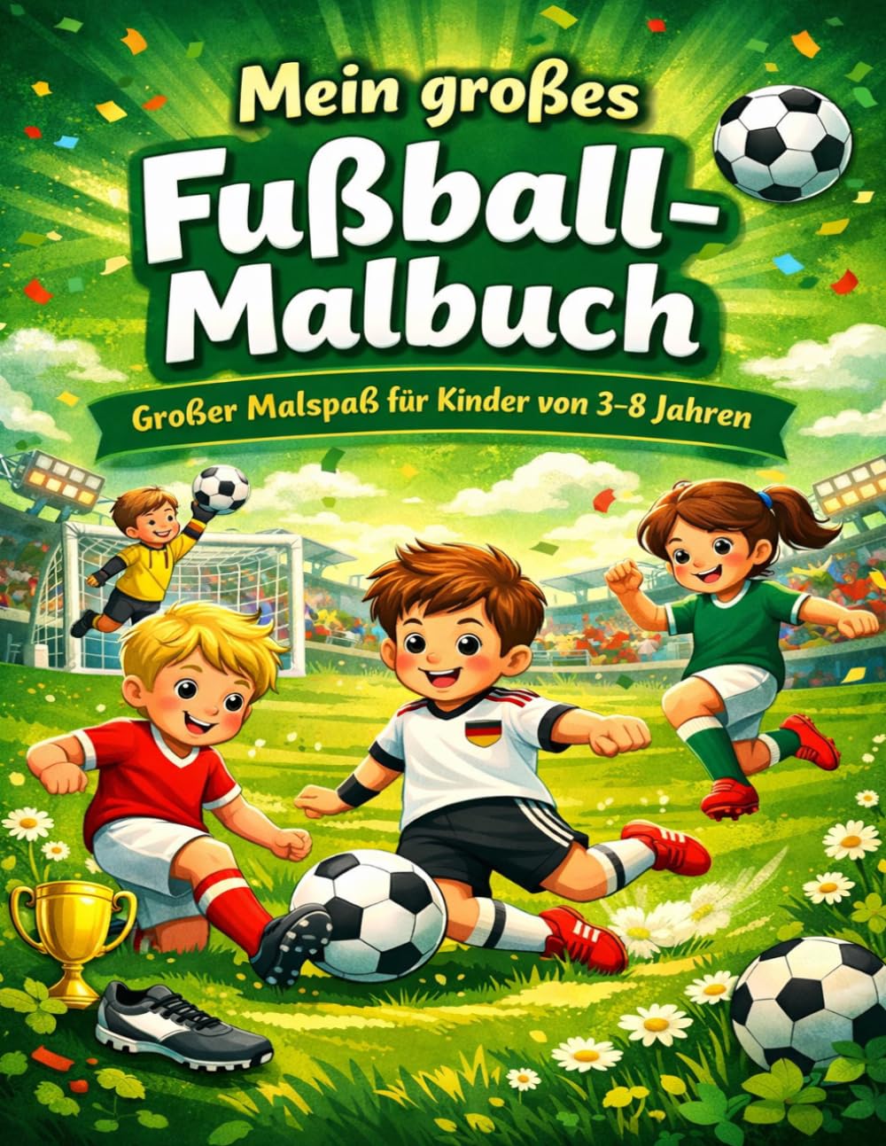 Mein großes Fußball Malbuch: Großer Malspaß für Kinder von 3-8 Jahre