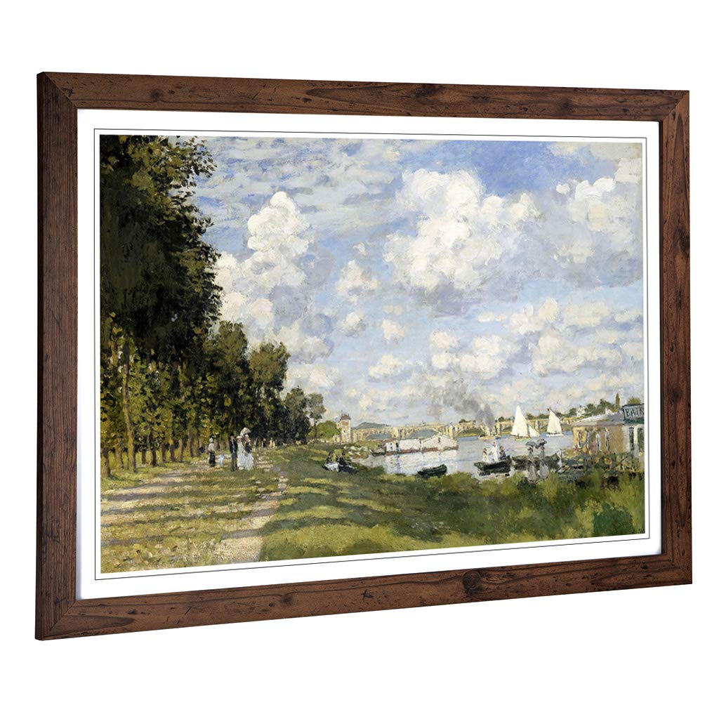 Big Box Art Framed Print of Claude Monet Bassin Dargenteuil Design | Wall Art Picture | Home Decor for Kitchen, Living Room, Bedroom, Hallway, Walnut, A2 / 24.5x18 Inch / 62x45cm