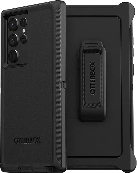 OtterBox Galaxy S22 Ultra Defender Series Case - Black, Rugged & Durable, with Port Protection, Includes Holster Clip Kickstand