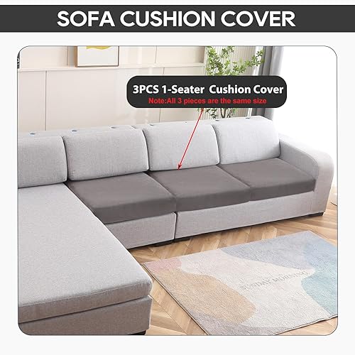 Vista 26 de NeColorLife Funda de cojín de terciopelo para sofá seccional con diván gruesa (1 funda de diván XL, crema)