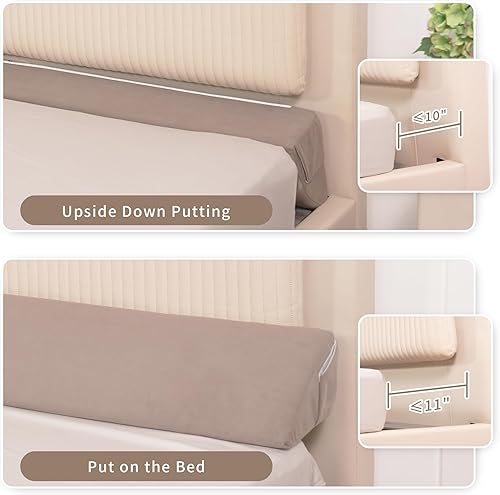 Miniatura 3 de Aurako Almohada de cuña para cama tamaño Queen, almohada para cabecero, colchón de cuña, relleno de huecos de cama triangular, cuñas de espuma