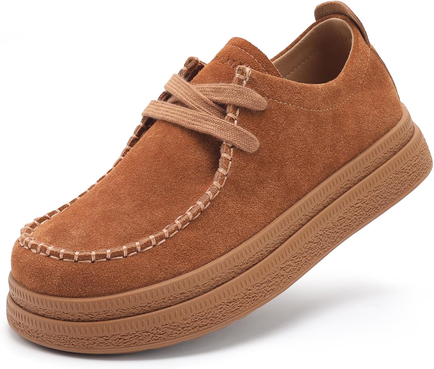 Women’s Suede Leather Oxford Shoes Non-Slip Casual Work Shoes Lace Up Loafers