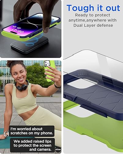 Miniatura 5 de AICase Funda para iPhone 14 Pro Max con protector de pantalla de vidrio + lente de cámara, resistente protección contra caídas, cuerpo completo,