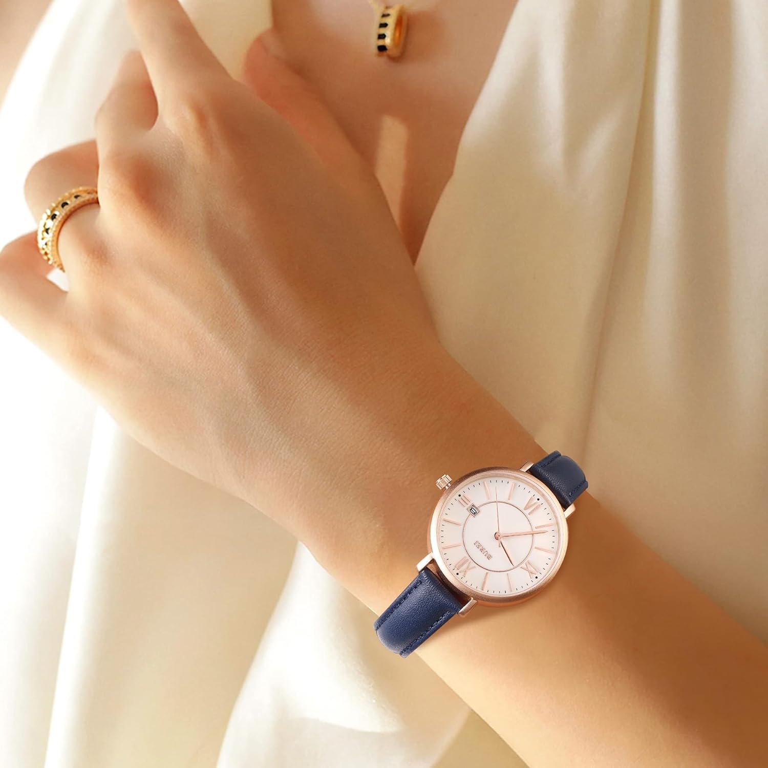 BUREI Women Wrist Watches Fashion Minimalist Analog Leather Quartz Waterproof Watches for Women - Image 7