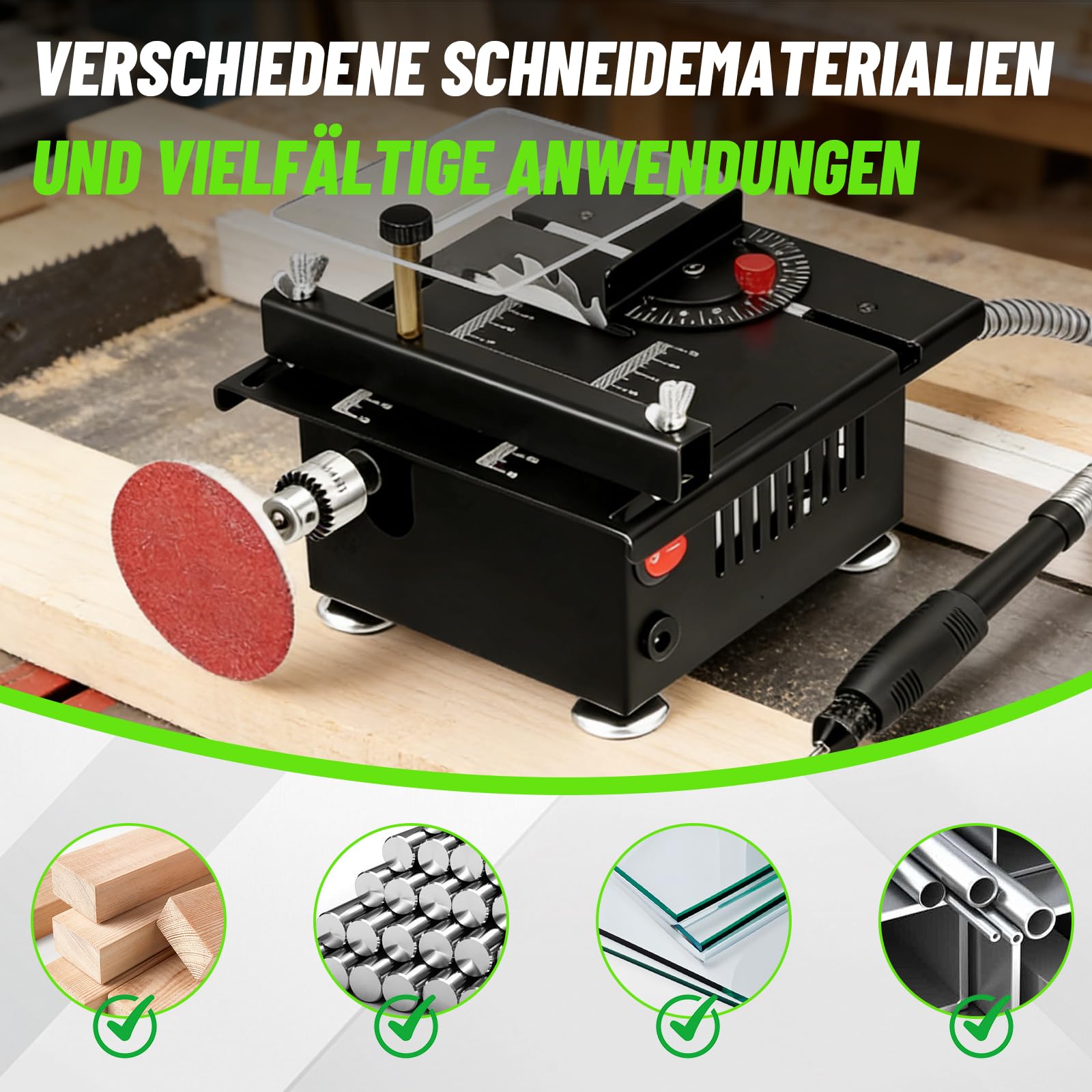 Mini scie circulaire de table 100 W - Scie circulaire portable avec 4 lames, 7 vitesses réglables