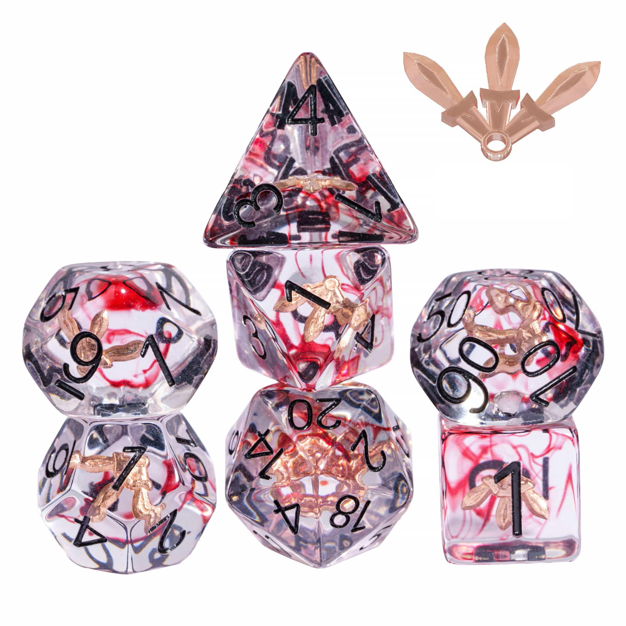 UDIXI Polyhedral Dice Set D&D, 7-Die Resin DND Dice Set Dagger Design for Role Playing Games as RPG Tabletop Games (Rogue)