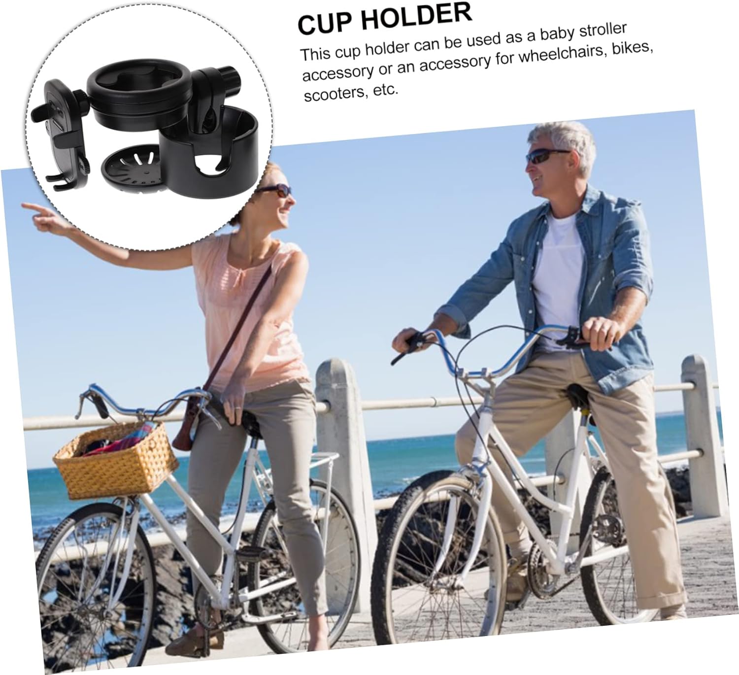 Vaguelly Stroller Cup Holder Phone Holder for Strollers Wheelchairs Trolleys Secure and Easy to Install