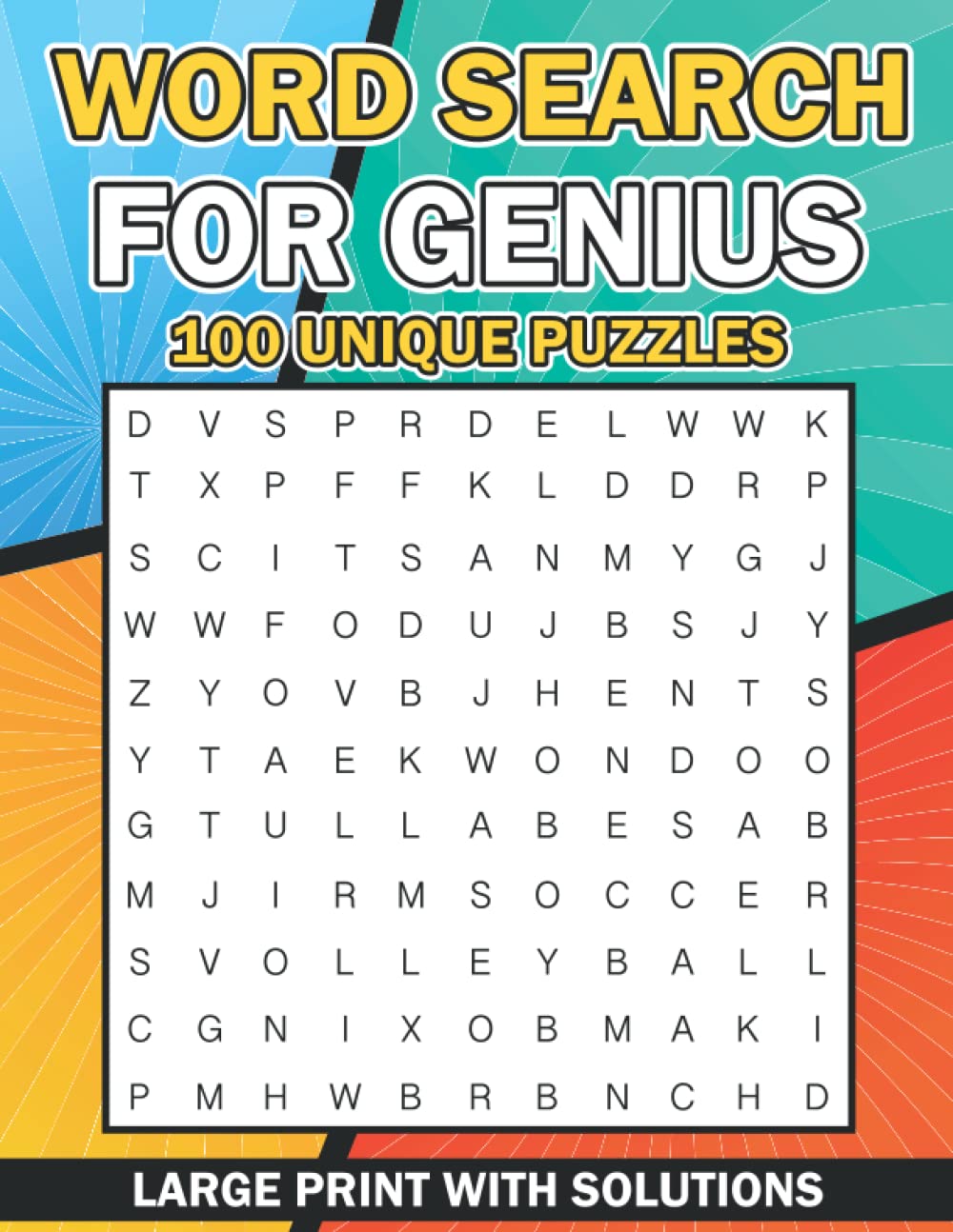 GENIUS WORD SEARCH: Adult word search, large print, genius word search, 100 puzzles for adults with solutions