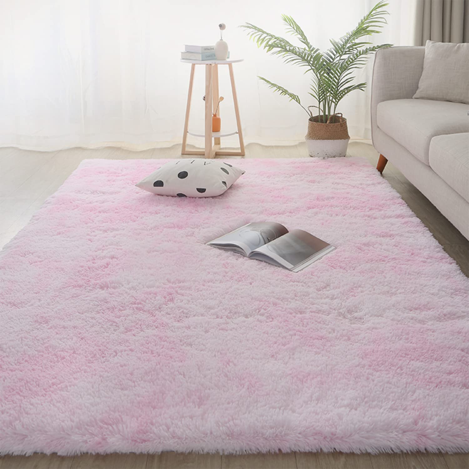 Jyswx Soft Shaggy Area Rugs for Living Room - Modern Bedroom Rugs Small to Extra Large Size - Fulffy Carpets Nursery Rugs Non Shedding Washable for Home Dormitory Decorative, Pink, 60x120CM โ image 1