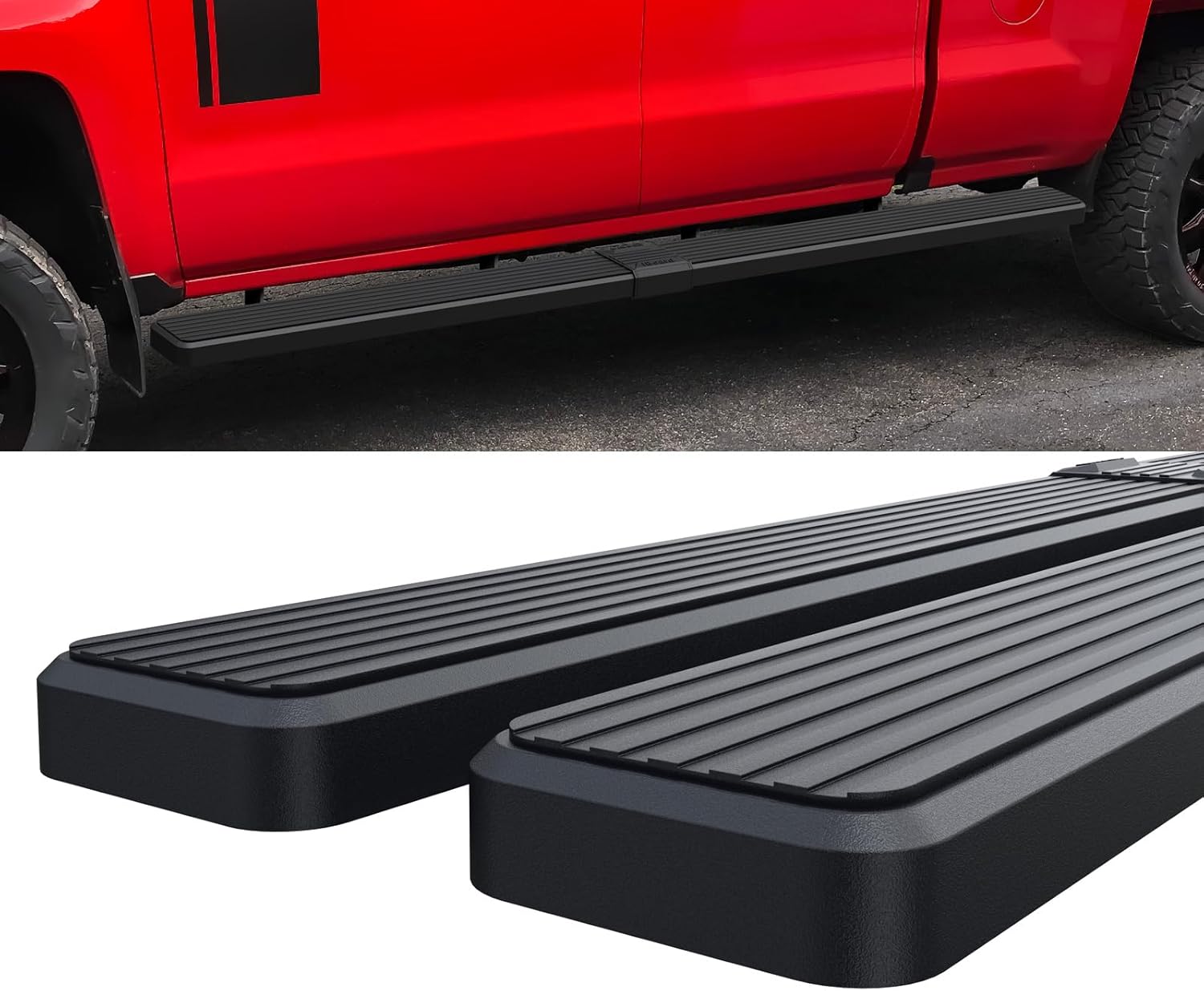 Wheel-to-Wheel HD Ridez 6" Stainless Steel Side Steps Compatible with Chevy Silverado GMC Sierra 2007-2018 Double Cab Extended Cab 6.5ft Bed & 2500 3500 2019 (Exclude 07 Classic) (Nerf Bar Side Bars)