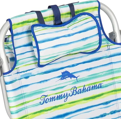Miniatura 3 de Tommy Bahama Paquete de 2 sillas de playa tipo mochila de 5 posiciones, incluyendo plana (rayas blancas)
