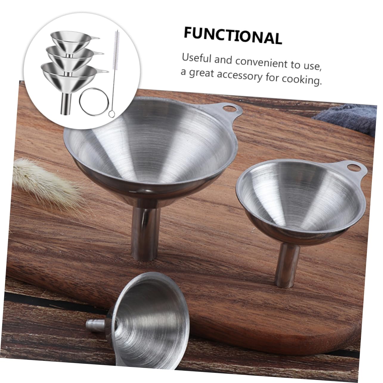 Embudo de Cocina de Boca Ancha, 1 Juego de Acero Inoxidable