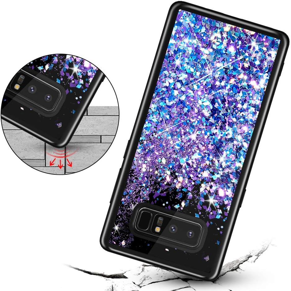Galaxy Note 8 Case, Caka Galaxy Note 8 Glitter Case for Women Girls Girly Luxury Fashion Bling Shinning Flowing Liquid Floating Sparkle Glitter Soft TPU Case for Samsung Galaxy Note 8 (Blue Purple)