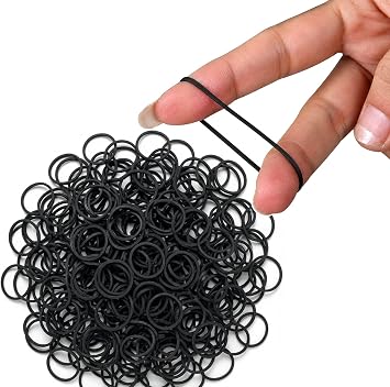 Cosy Companions 100x Black Rubber Bands For Hair, Small Elastic Hair Ties, Hair Bands No Damage, Tiny Hair Elastics, Hair Accessories For Braids, Mini, Little, Rubberbands