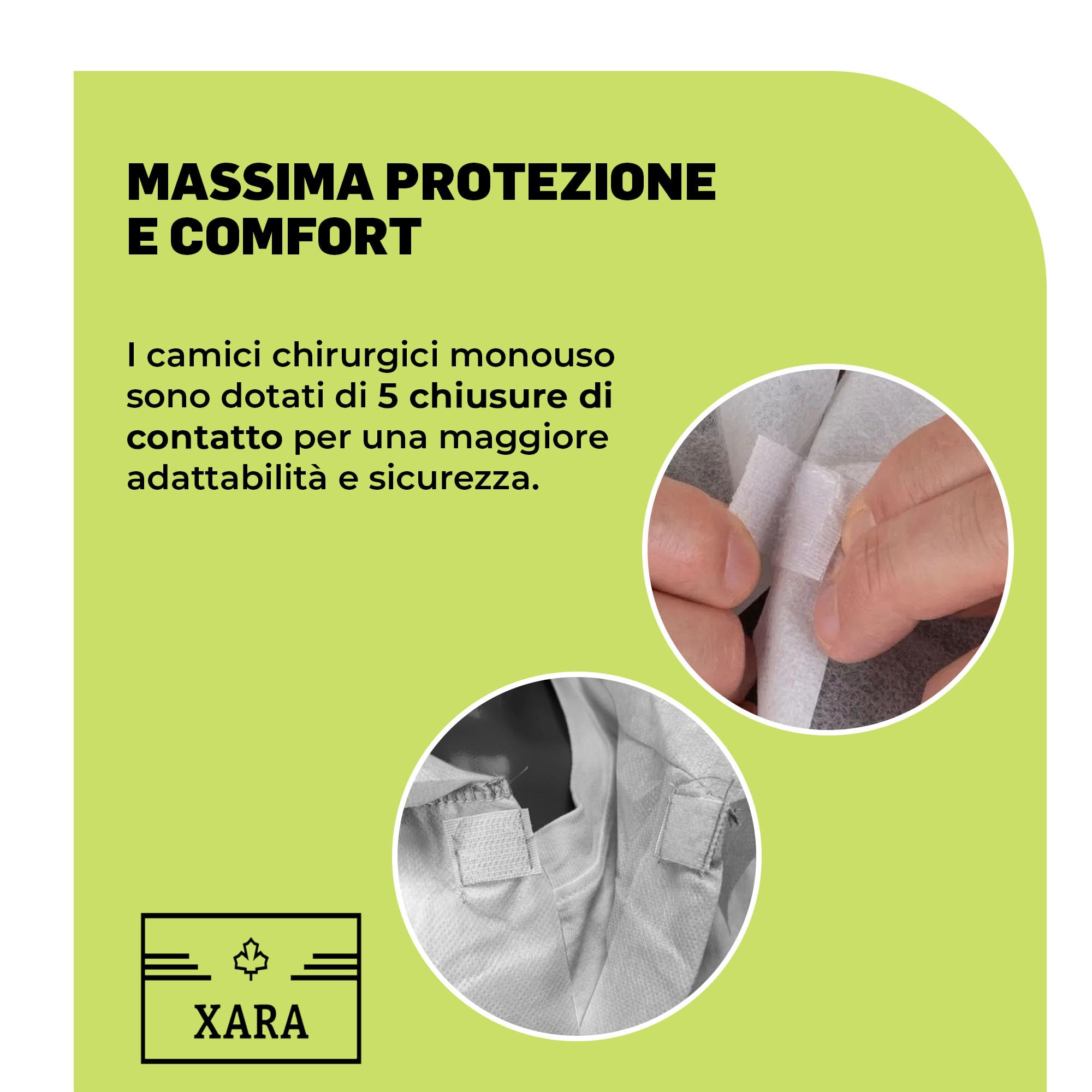 XARA Vestaglia chirurgica monouso XXXL 120 x 152 cm Confezione 10 TNT Polipropilene 35 gr