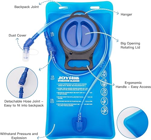 Miniatura 2 de JOYHILL Vejiga de hidratación de TPU, vejiga de agua de 1.5L 2L 3L para mochila de senderismo sin BPA a prueba de fugas paquete de hidratación