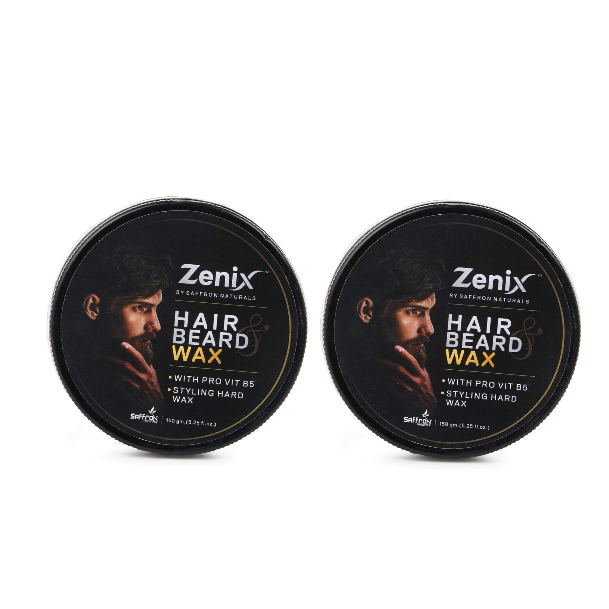 zenix Saffron Naturals Hair Beard Wax Styling With Strong Hold Beard Cream, Black (Pack of-2)