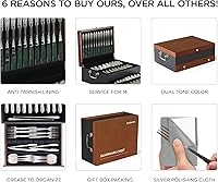 Vista 6 de boldworks Caja de Almacenamiento para Cubiertos Caja para Cubiertos de Plata con Tapa a Prueba de Manchas Forrada de Feltro con Partición y Cajón