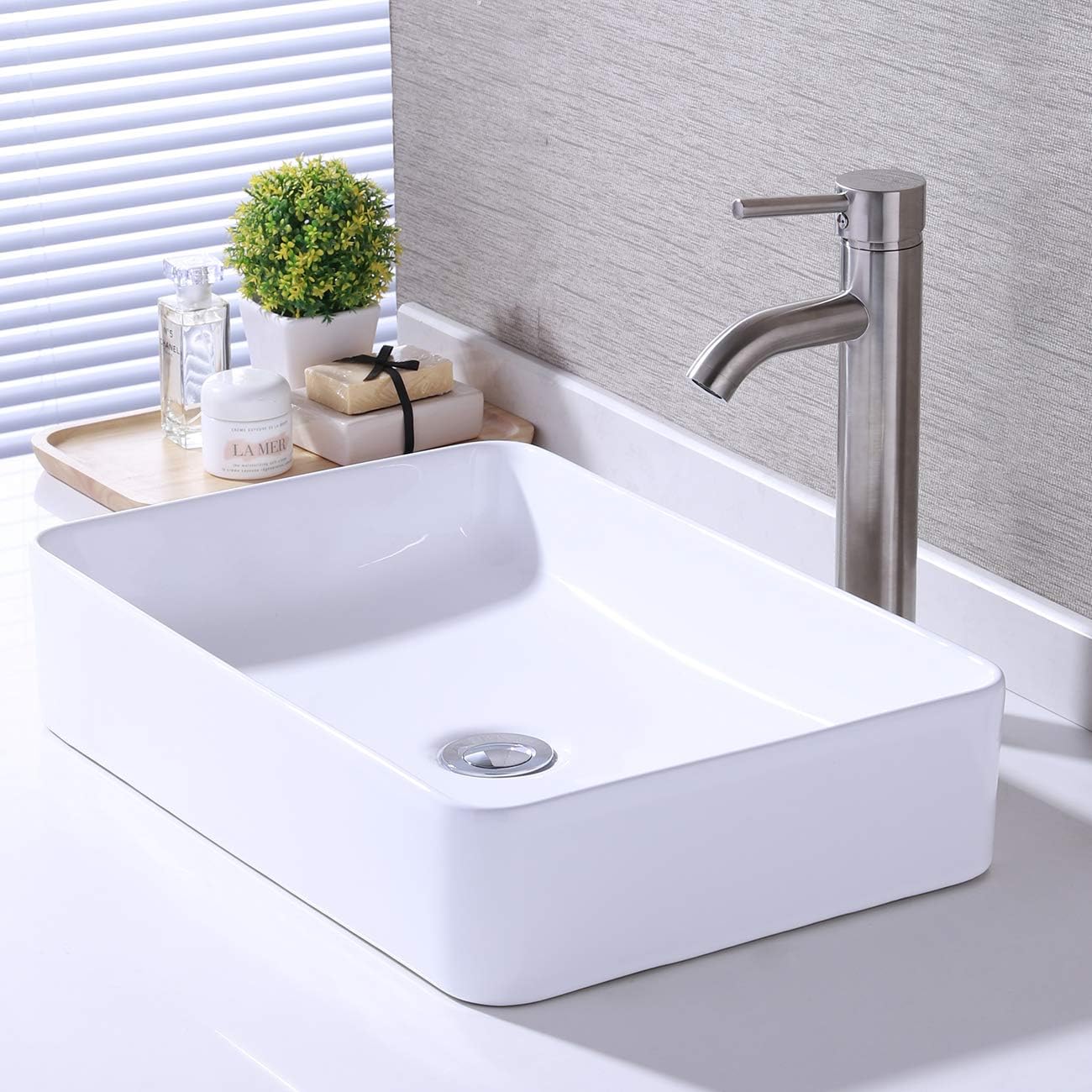 Super Big Clearance! KES Bathroom Vessel Sink 20 Inch Above Counter Rectangular White Ceramic Countertop Sink for Cabinet Lavatory Vanity, BVS123S50 Super Sale 🛒 KES Bathroom Vessel Sink 20 Inch Above Counter Rectangular White Ceramic Countertop Sink for Cabinet Lavatory Vanity, BVS123S50