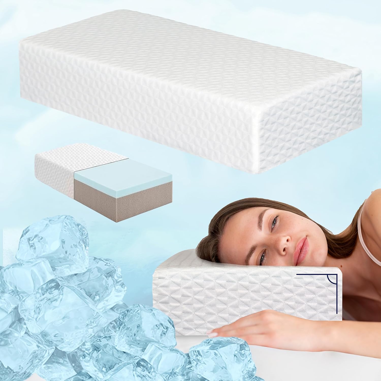 EPHEDORA CLEARANCE Cooling Pillow Cube Pro Best for Side Sleepers Dual Memory
