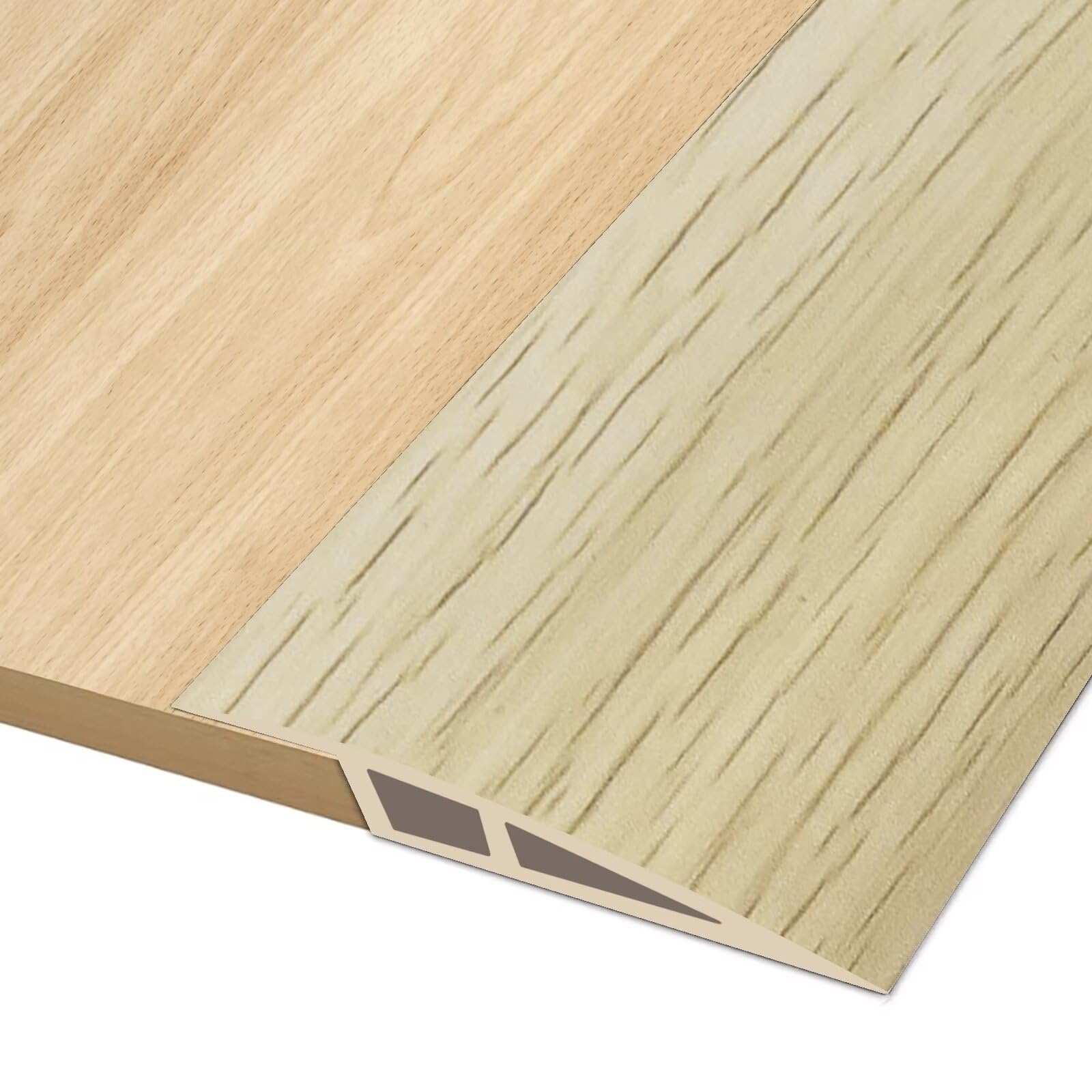 Hengrongshen Floor Transition Strip, Vinyl Door Threshold Strip Self Adhesive Threshold Flooring Transition for Laminate Doorway Edge Threshold Height Difference from 5 to 10mm (White Wood, 1M)