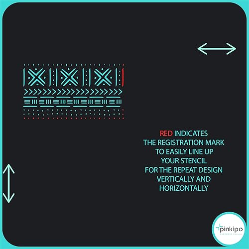 Miniatura 7 de PINKIPO 2 Pack, Mudcloth, Large WALL STENCIL, Modern Geometric Wall Stencils for Painting, Stencils For Walls, Tribal Wall Stencil Pattern