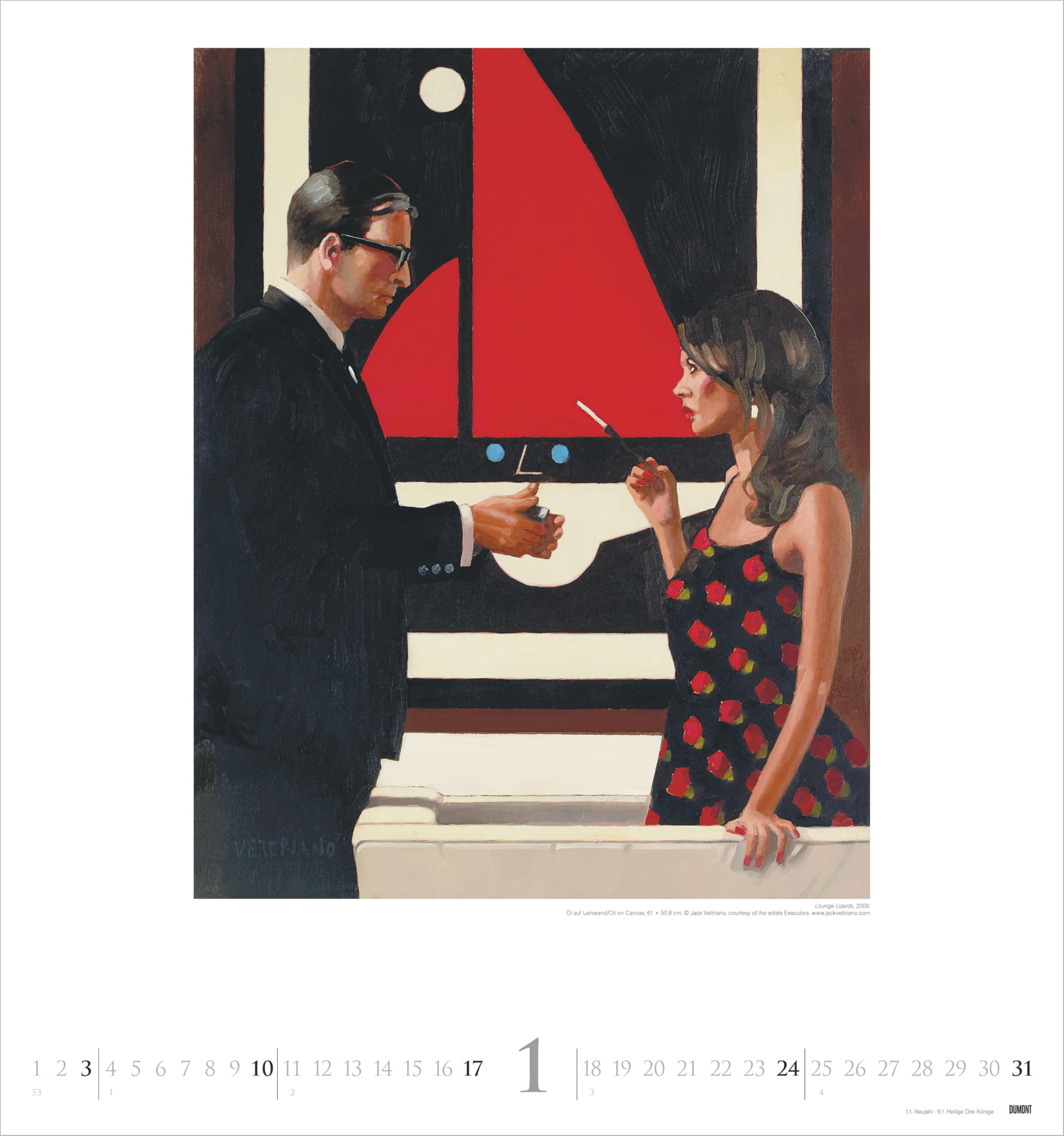 Jack Vettriano 2027 Kunstkalender 45x48 cm 12 Kunstdrucke Kalendarium
