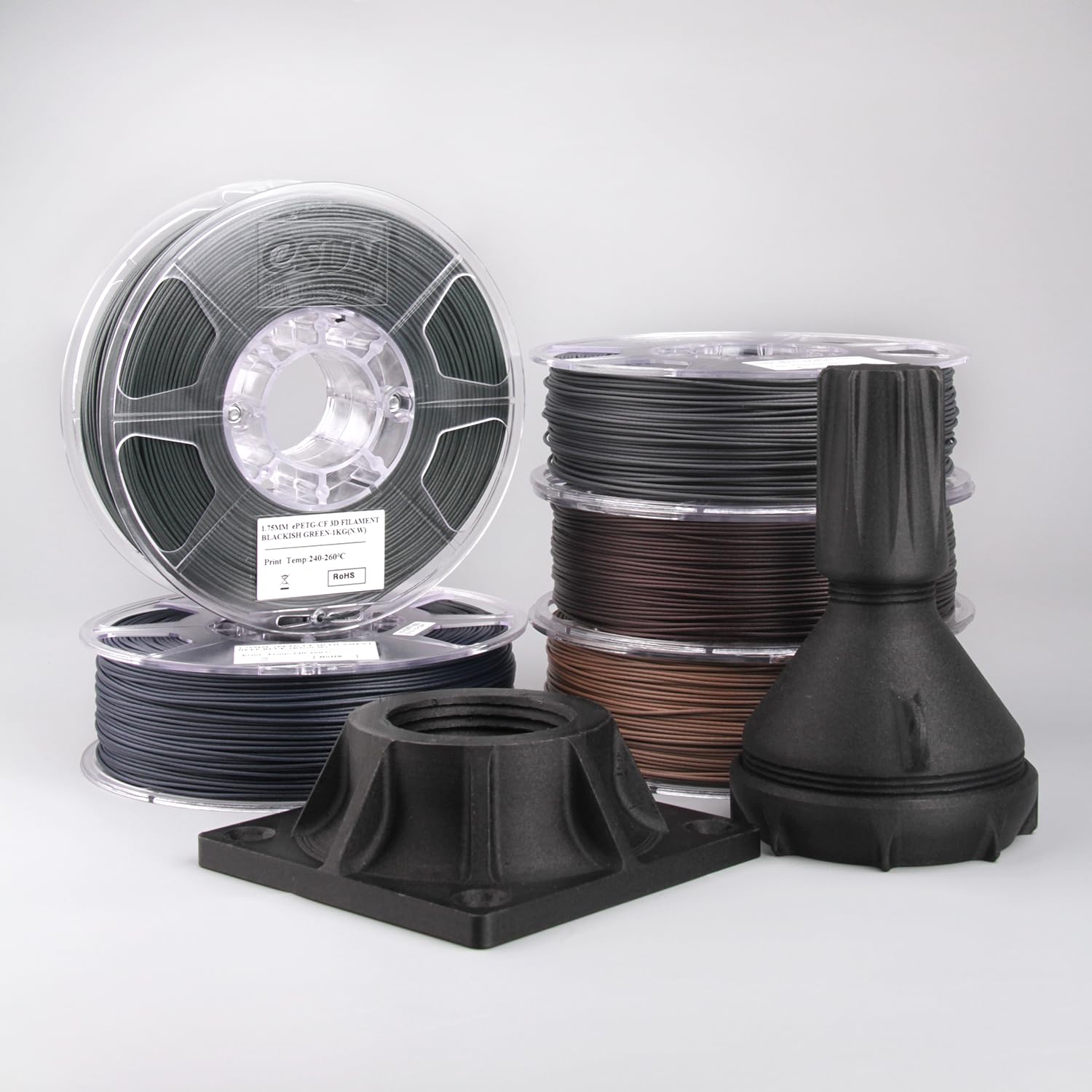 eSUN PETG-CF Filamenty 1.75mm 1kg Czarny | Sztywny PETG-CF 1kg Czarny. Filament do drukarek 3D: precyzja 0.03mm, druk bez zatykania.