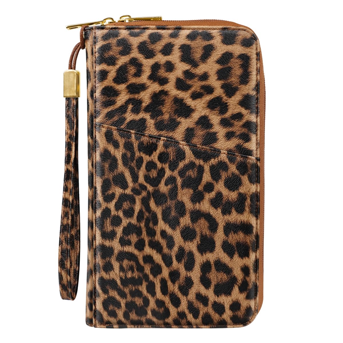 Simikol Family Passport Holder Wallet RFID Blocking Document Organizer PU Leather Mulit-purpose Travel Wallet Credit Cards Case for Women Men, Leopard