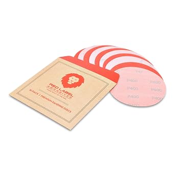 Red Label Abrasives 5" 400 Grit Hook and Loop Wet/Dry Autobody Film Sanding Discs, 10-Pack