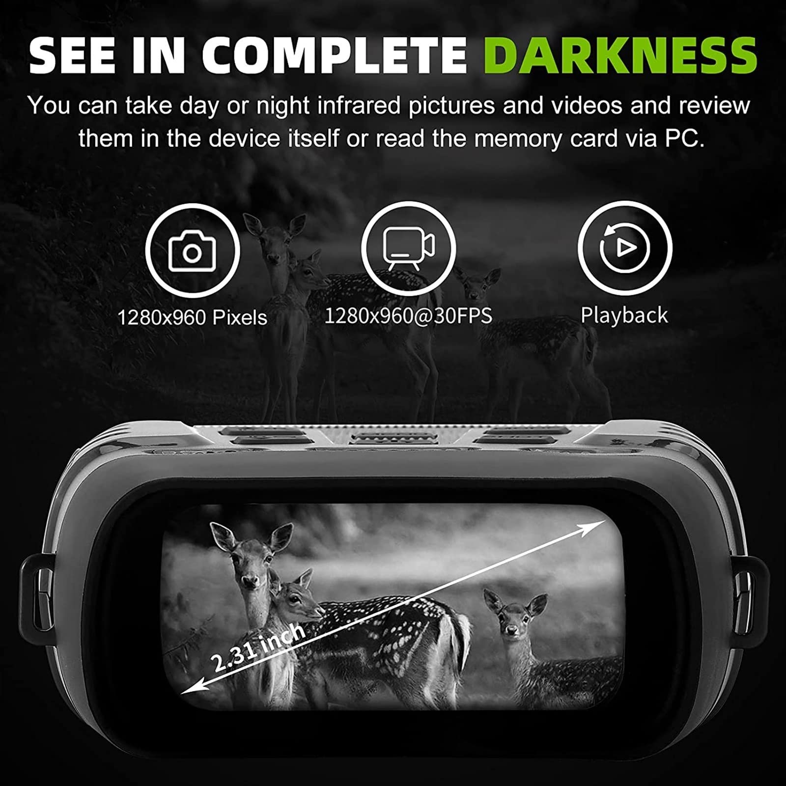 Cyfrowa lornetka noktowizyjna Full Dark IR Infrared 300m do polowania w ciemności Obraz HD i wideo Night Vision Trail Camera Camping do polowań