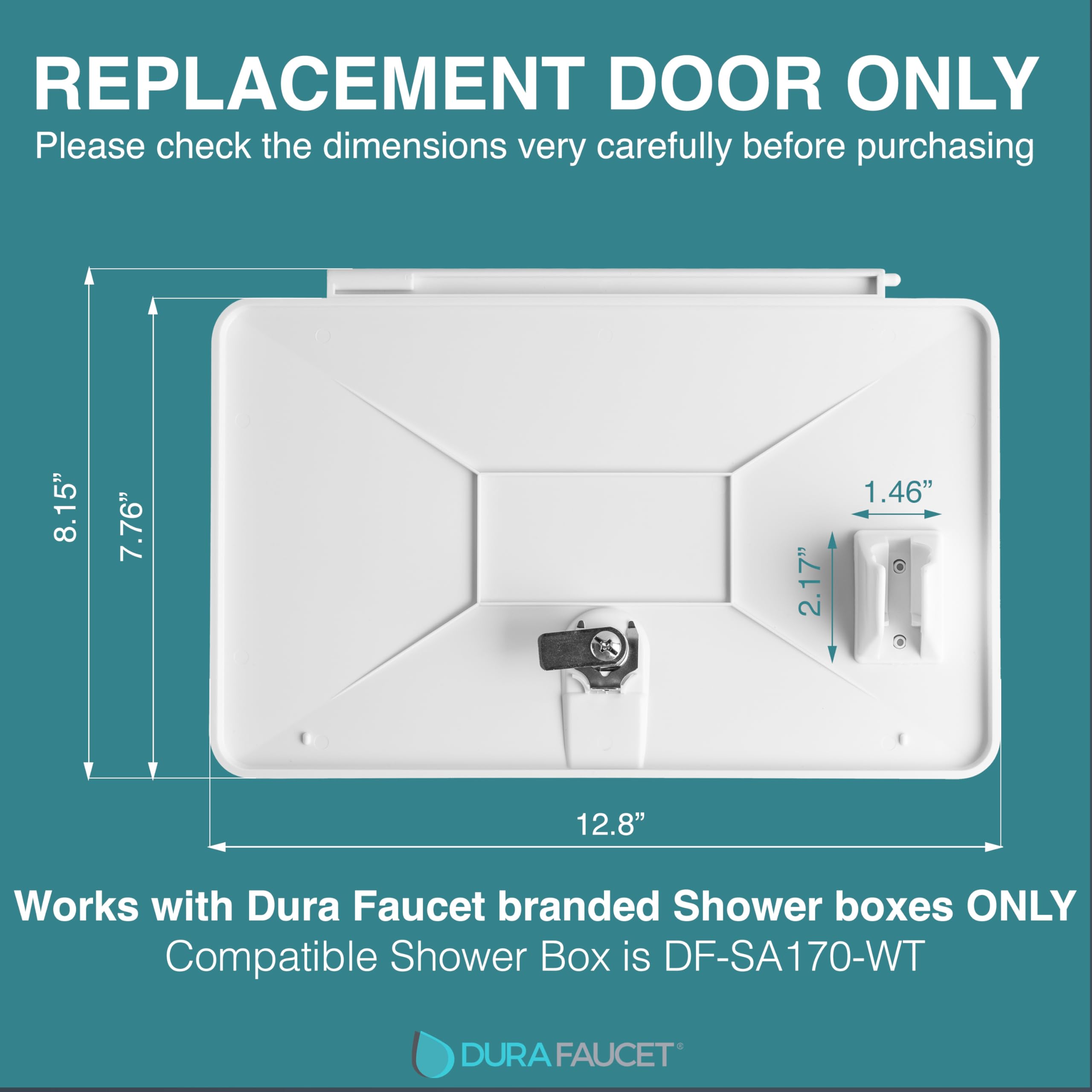Dura Faucet - Kit de puerta de repuesto con bloqueo para caja de ducha exterior, para cualquier autocaravana, caravana, remolque, quinta rueda (blanco)