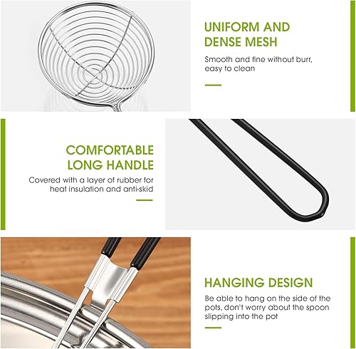 Miniatura 3 de Geiserailie Cucharas coladoras de olla caliente, cucharas coladoras de acero inoxidable para ollas calientes de 2.5 pulgadas, mini cuchara de malla