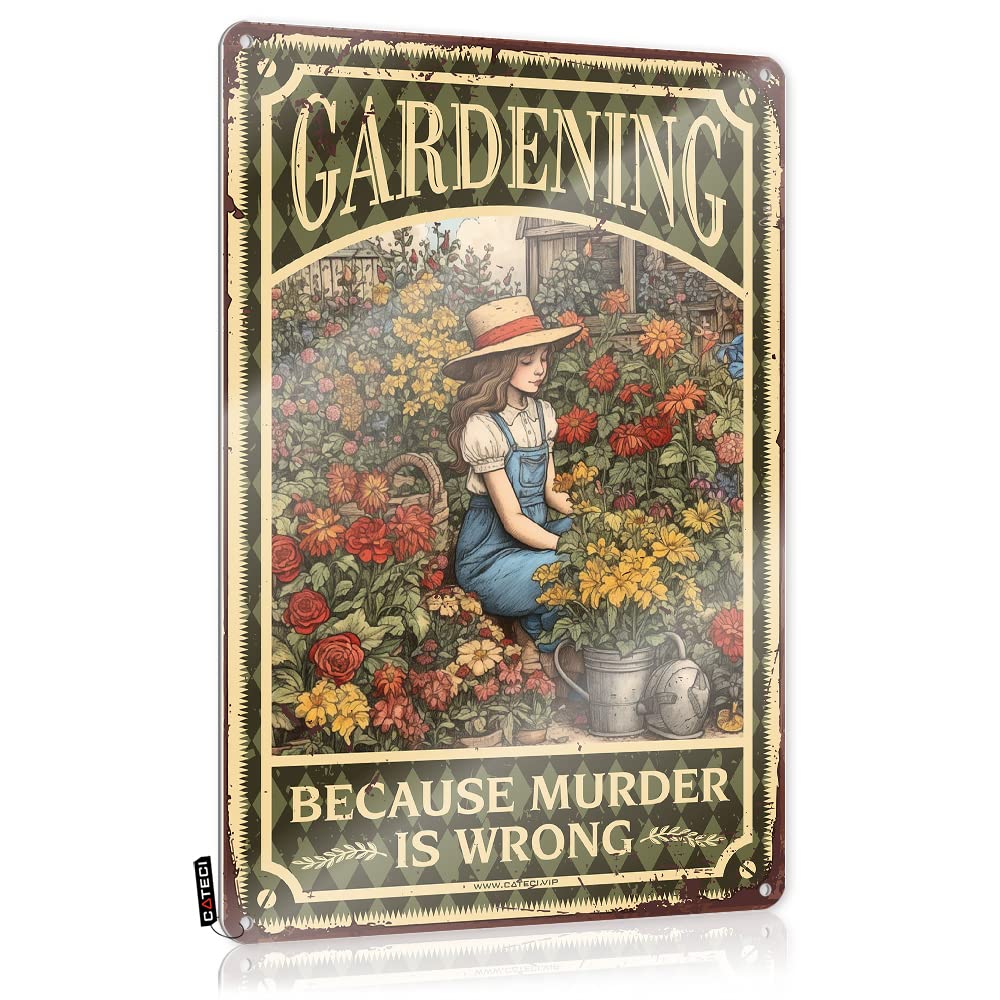 Sukecupqz Women's Colour Outdoor Signs And Decor Bro Cave Sign Gardening Because Murder Is Wrong Tin Sign Cubicle Decorunique Wall Decorcute Office Decoroffice Desk Decor For (30X40cm)