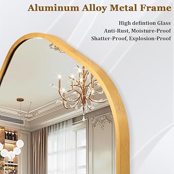 Irregular Wall Mirror Asymmetrical Mirrors, 45x65 CM Gold Metal Framed Mirror for Bathroom Bedroom Living Room Entryway, Decorative Modern Wall Decor
