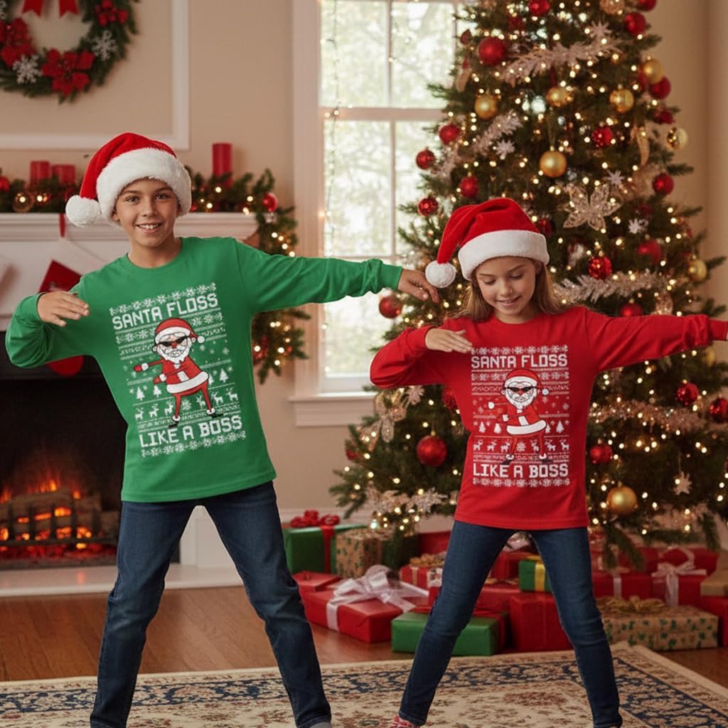 Tstars Toddler/Youth Game On Santa Long Sleeve Christmas Gaming Shirt Funny Holiday Tee for Kids Boys and Girls