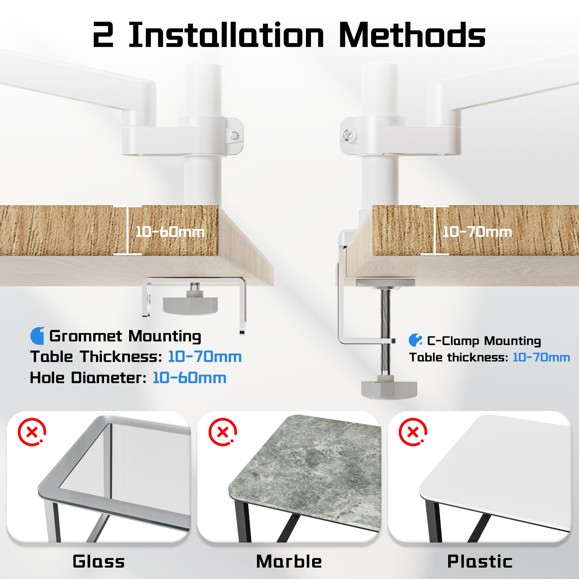 Fydeamer Braccio singolo per monitor, resistente supporto a molla a gas con regolazione dell'altezza e inclinazione per schermi da 17-32 pollici fino a 9 kg, supporto da scrivania VESA regolabile con