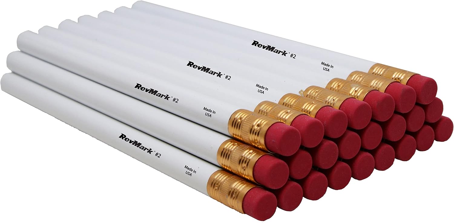 RevMark Jumbo Round Pencil 24-Pack with Black Lead, USA Made. Quality Cedar Wood for Carpenters, Construction Workers, Woodworkers, Framers, DIY, Students, Teachers (White)