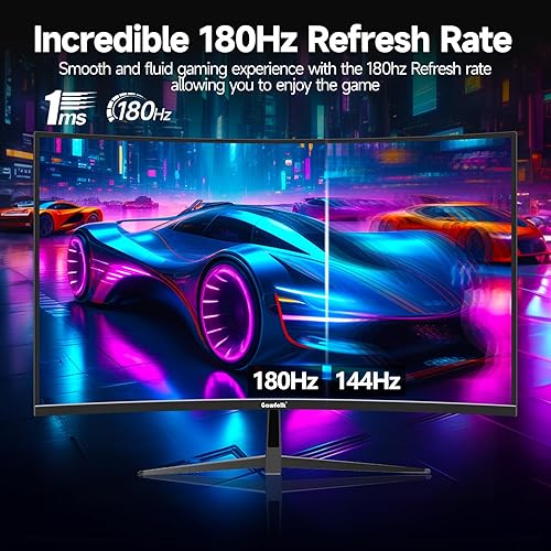 Miniatura 4 de Gawfolk - Monitor de juegos de 32 pulgadas, monitor de computadora curvo de 1800R, monitores de PC de 165HZ  180HZ, pantalla VA para casa, oficina y