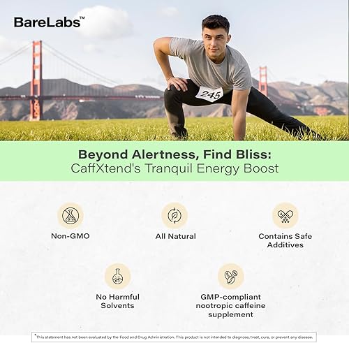 Miniatura 8 de BareLabs Píldoras de cafeína natural de 200 mg de cafeína de liberación prolongada  Suplemento nootrópico de enfoque y energía  120 cápsulas  Lento,
