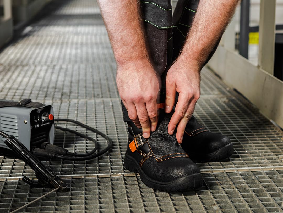 NEO TOOLS Zapatos de seguridad para hombre, antideslizantes, de piel, botas de trabajo, transpirables, ligeras, botas de trabajo, zapatos de seguridad, zapatos de soldador, talla 39-47
