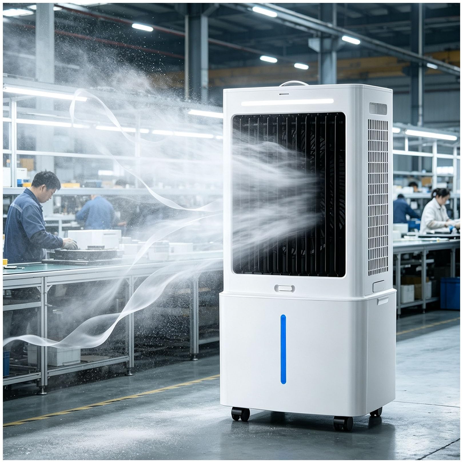 Ortable Evaporative Air Cooler, 25L Tank, 1177 CFM, 3 Speeds, 120° Oscillation, 360° Casters, Ventless Windowless Design for Indoor Use