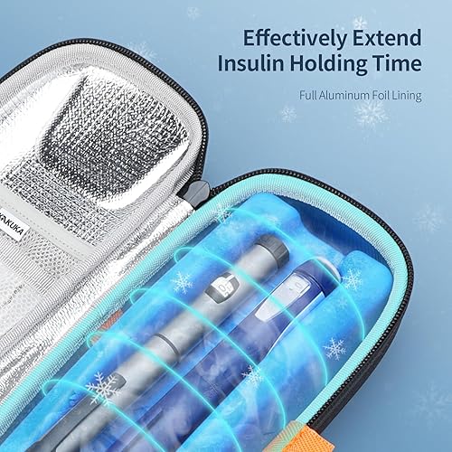 Miniatura 3 de Maletín rígido de viaje con ladrillo de hielo, funda portátil para diabéticos, bolsa enfriadora de medicamentos para 2 bolígrafos de insulina y