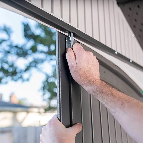 Vista 14 de Lifetime 60075 Cobertizo de almacenamiento para exteriores, 8 x 15 pies, arena del desierto, cobertizo de herramientas de resina para patio trasero