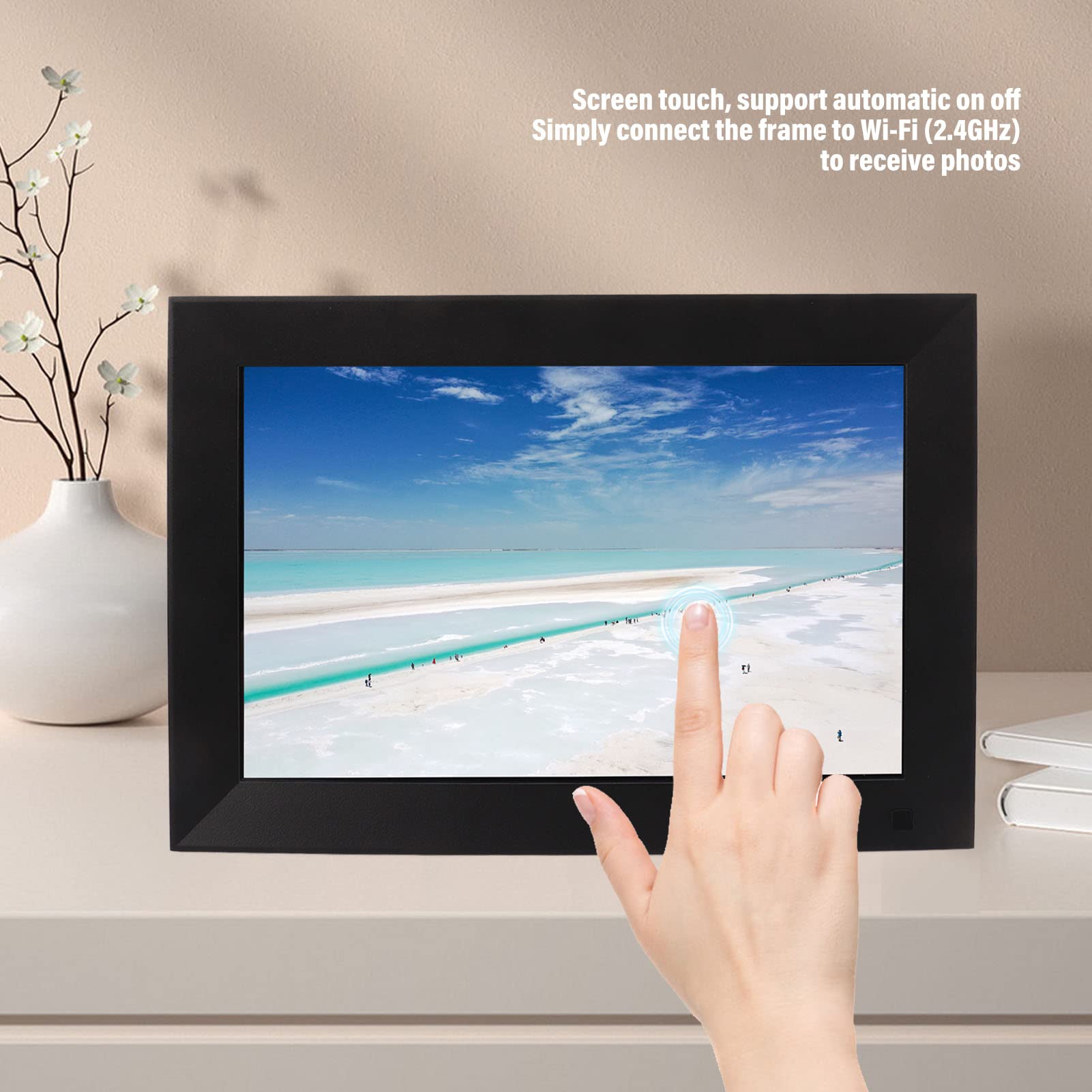 Grand Trame Photo Numérique 10.1In IPS Screen Tactile Smart Image Frame WiFi WiFi Diaporama pour Un Partage instantané adapté aux Membres de la Famille (Prise UE)