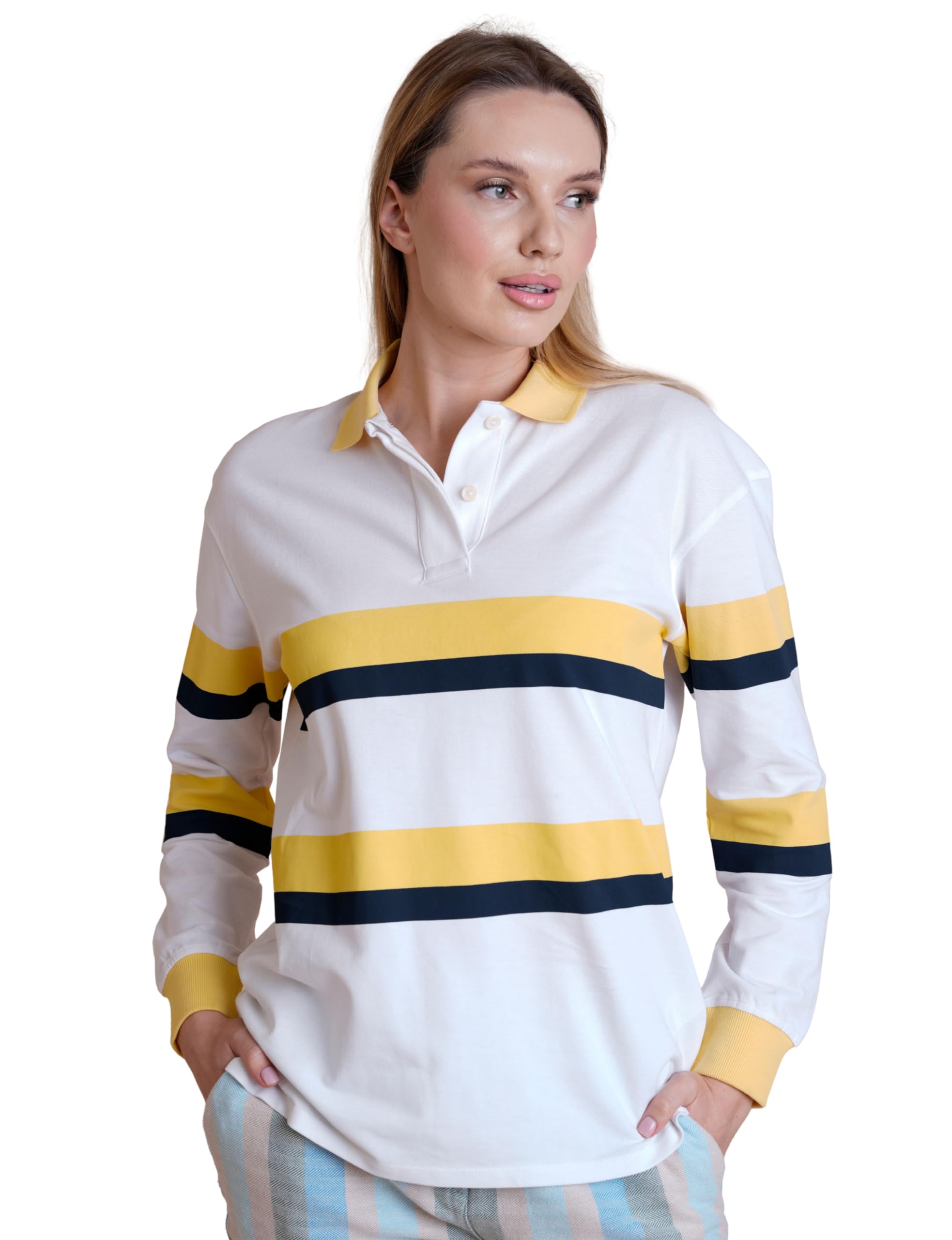 Enorsia Women's Multi Striped Rugby Top Size 14