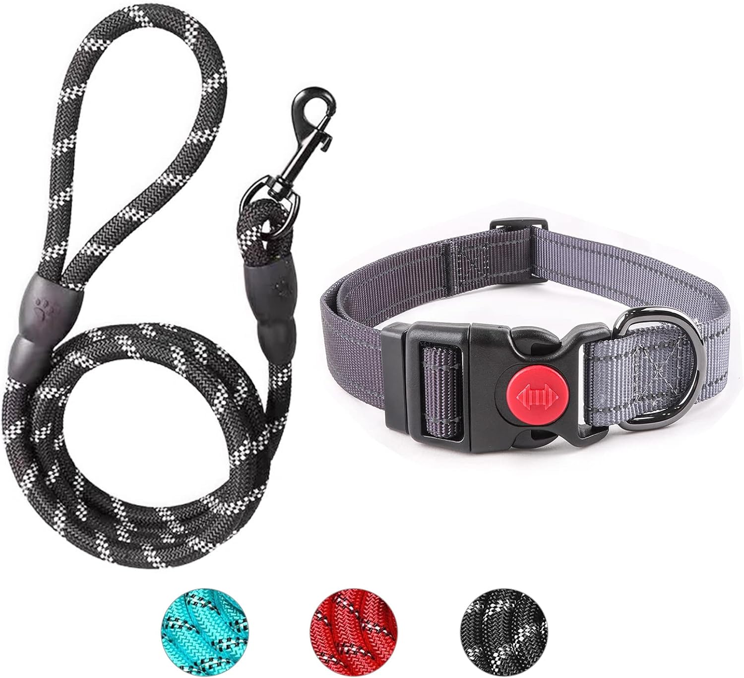 Aildysee Reflective Dog Collar with Leash, Adjustable Nylon Dog Collars for Small Medium Large Dogs