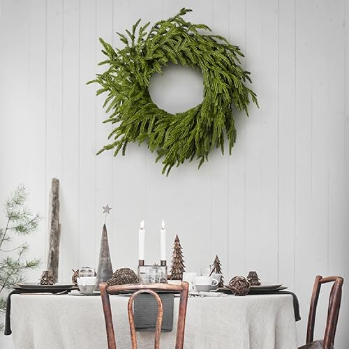 Miniatura 4 de Somikis Coronas de Navidad de 24 pulgadas para puerta delantera, corona de pino Norfolk de tacto real para invierno interior y exterior, porche,