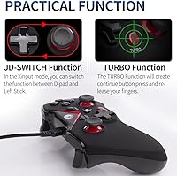 Vista 4 de V-one Mando con cable USB para juegos, joystick para PC (Windows XP/7/8/10/11) y Steam, Android, PS3 - Rojo